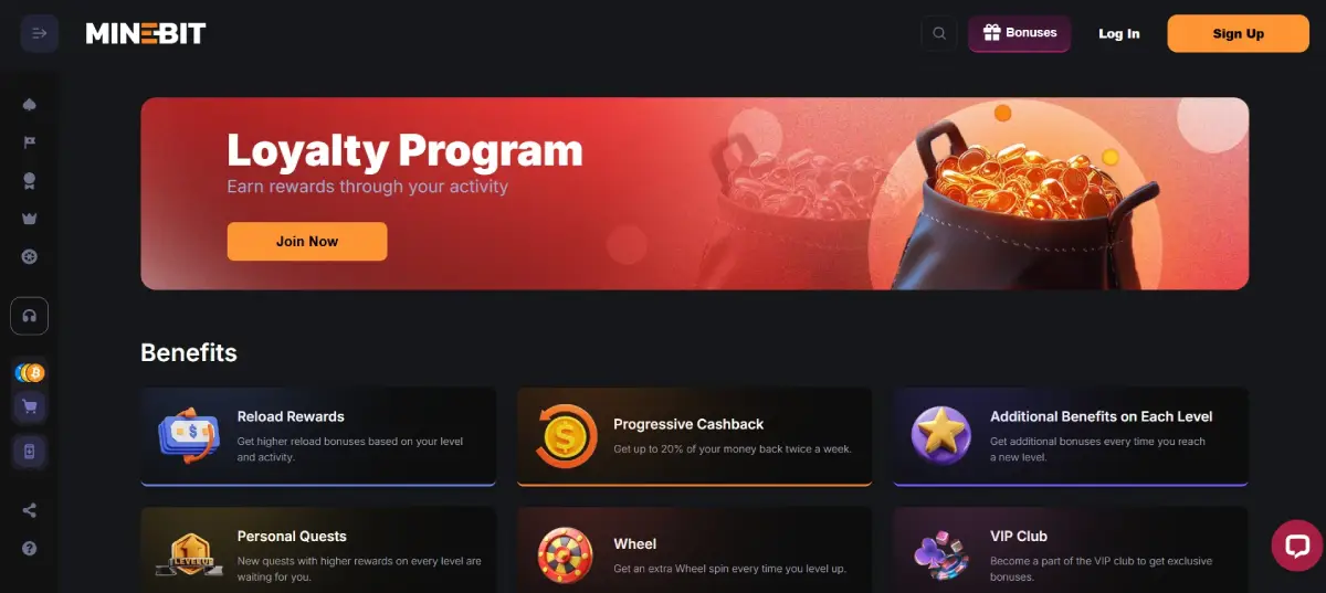 MineBit Casino Screenshot 1